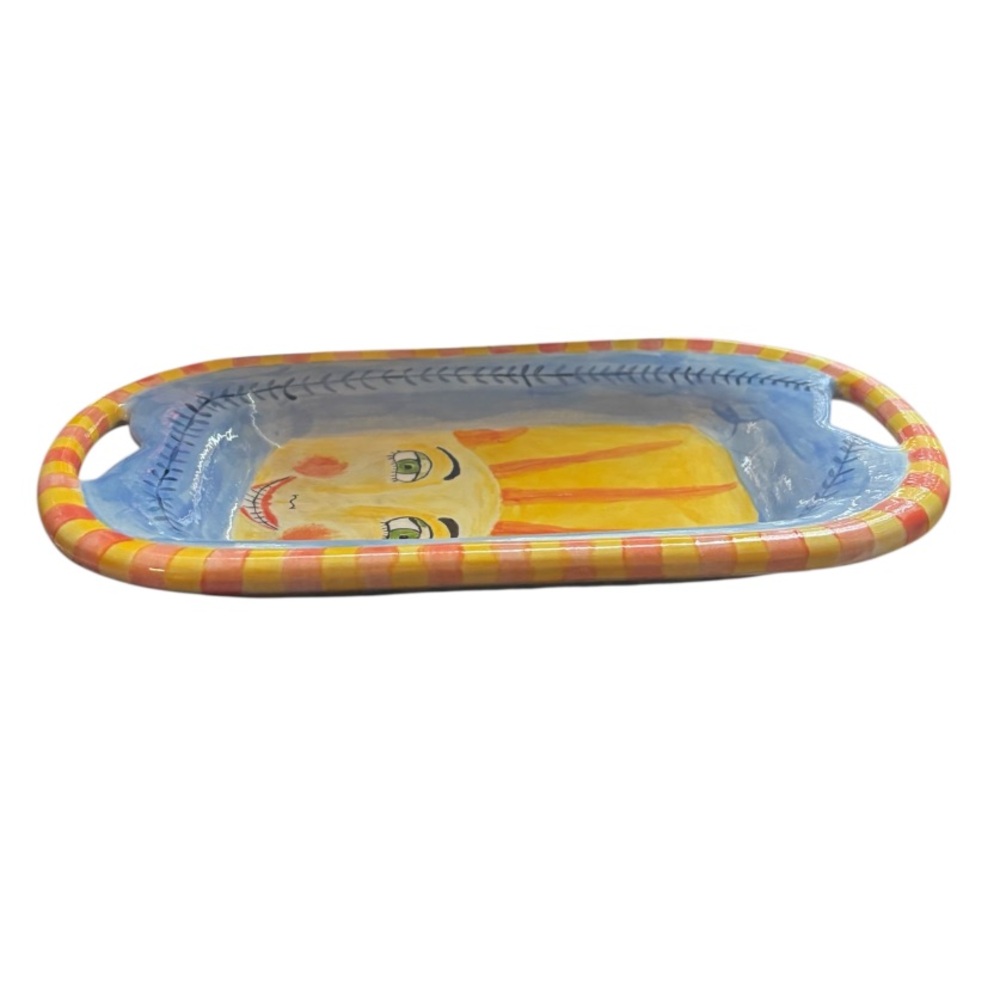 Handpainted, Artist Signed Colorful Ceramic Tray. - Picture 4 of 7
